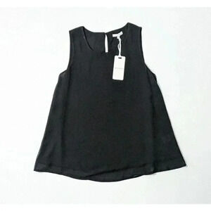 Pleione Black Semi Sheer Sleeveless Flowy Blouse Top NEW Size Small Career